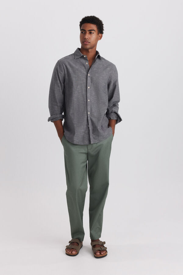 Springfield Camisa tipo lino gris