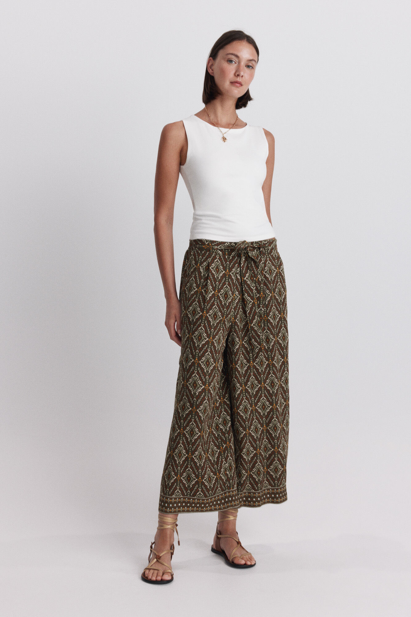 Springfield Cal&ccedil;a fluida estampada com cinto