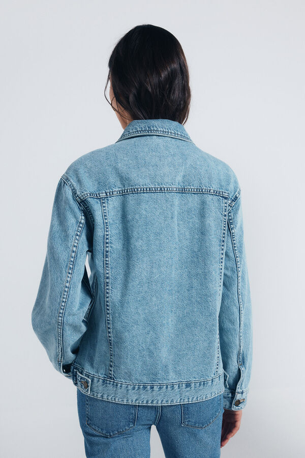Springfield Jaqueta jeans de algodão oversized azul
