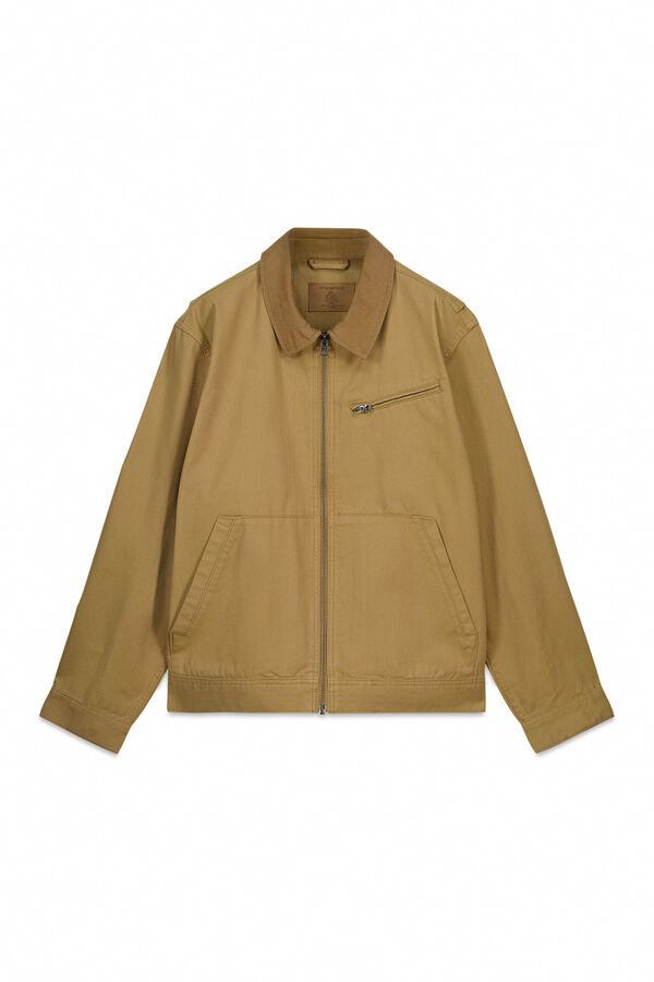 Springfield Blus&atilde;o lavado com contraste em algod&atilde;o camel