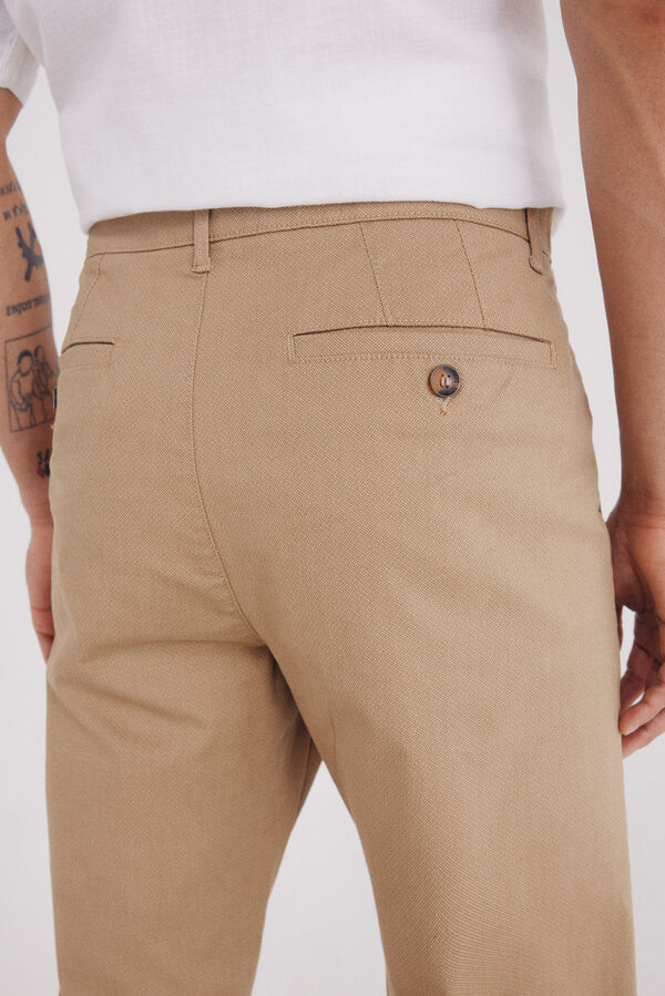 Springfield Calça calças chino slim fit com micro estampa castanho