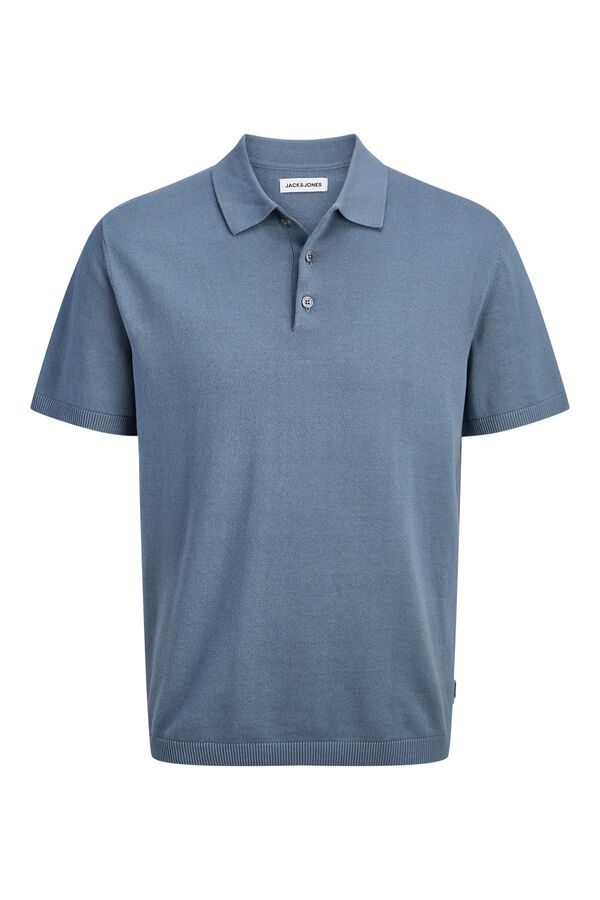 Jack & Jones Polo de malha regular fit em algod&atilde;o cinzento