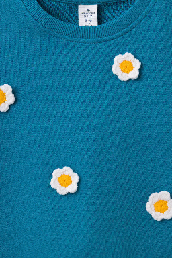 Springfield Girls' flowers sweatshirt turquoise