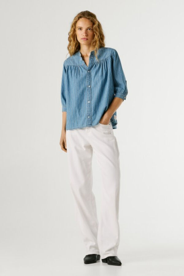 Pepe Jeans Camisa leve de ganga azul