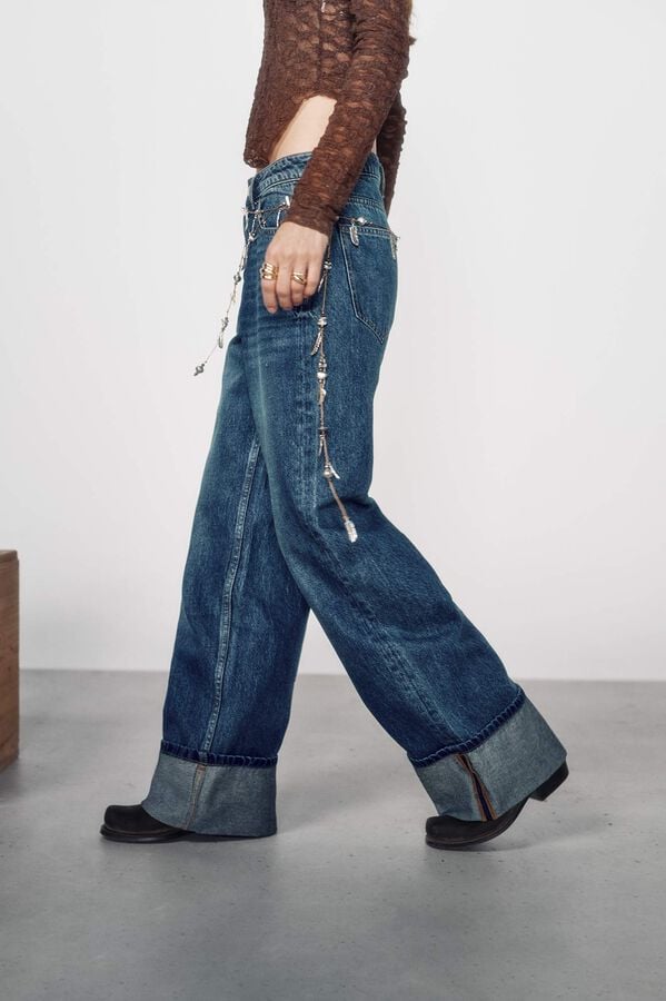 High Spirits Jeans com punho azul