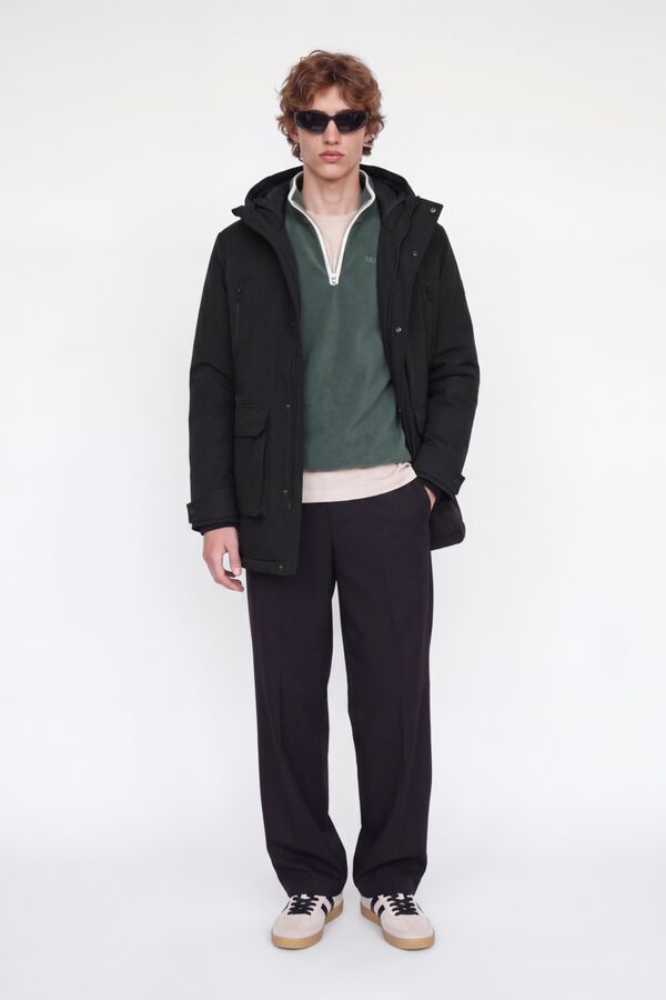 Jack & Jones Parka comprida 100% poli&eacute;ster preto