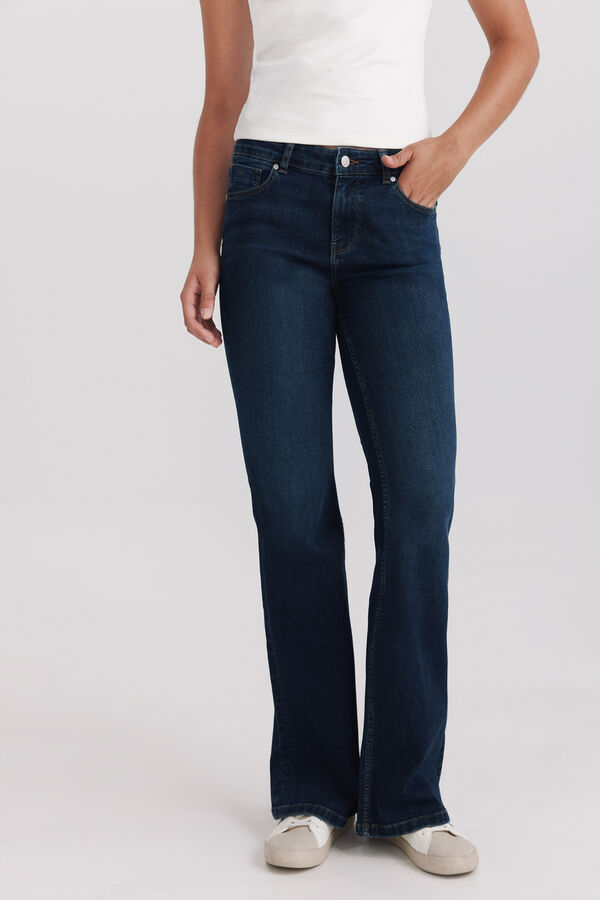 Springfield Jeans bootcut flare de cintura baixa azul