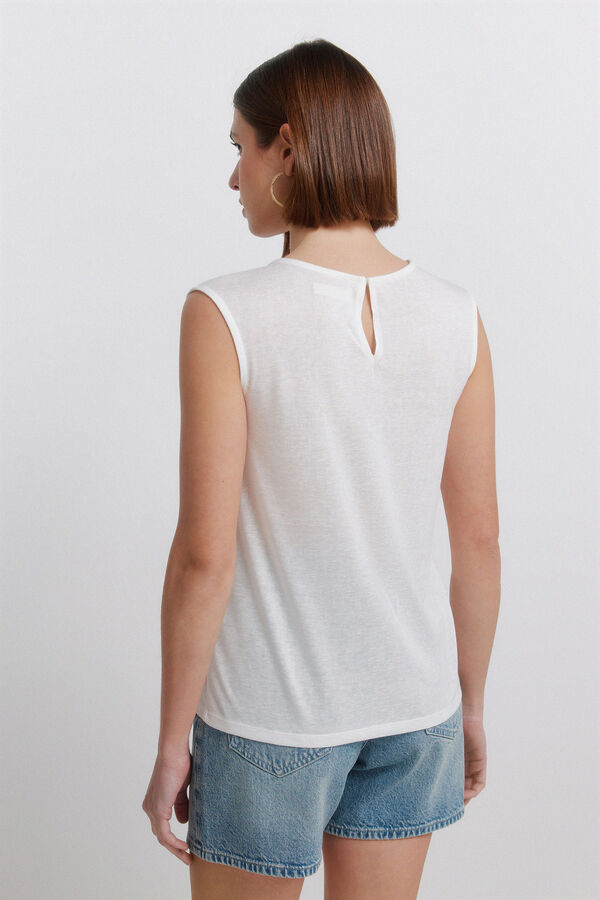 Springfield T-shirt sem mangas em crochet branco