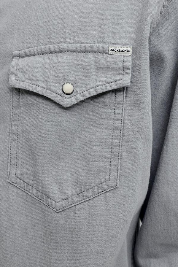 Jack & Jones Camisa de ganga regular cinzento