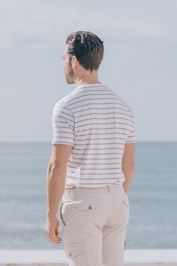 Celopman T-shirt de riscas verde