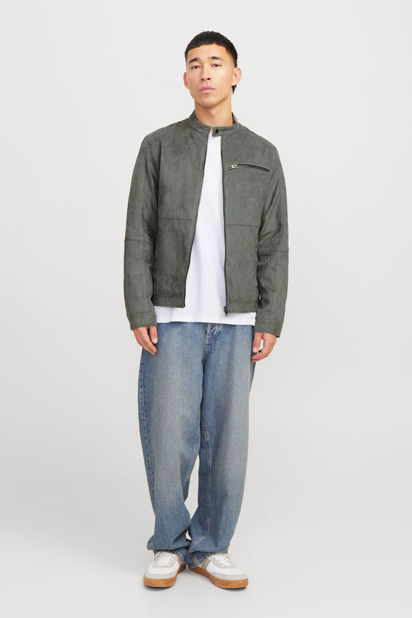 Jack & Jones Casaco com efeito de couro cinzento