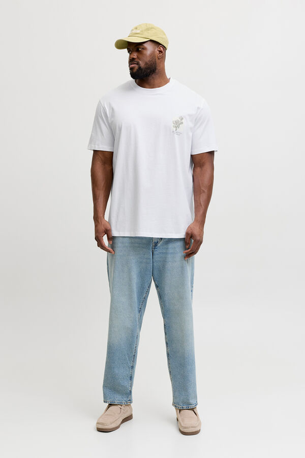 Jack & Jones PLUS T-shirt de algod&atilde;o estampada branco