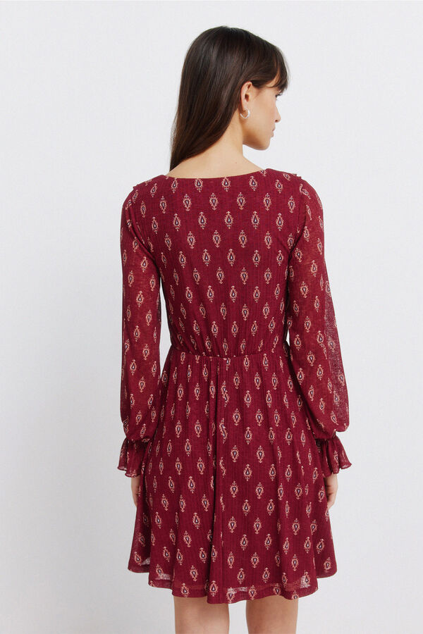 Springfield Vestido curto estampado com folhos estampado