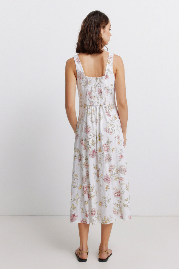 Springfield Vestido midi decote quadrado branco