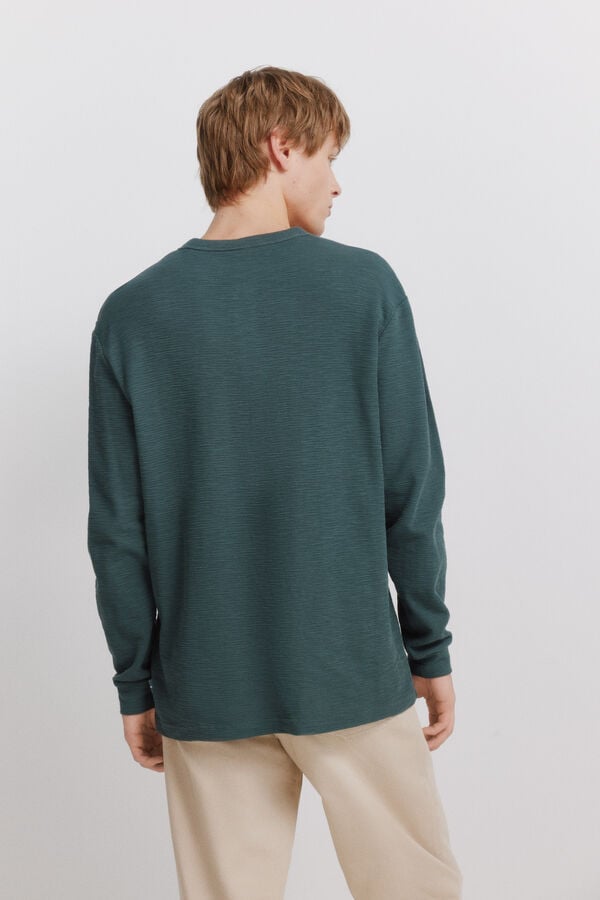 Springfield T-shirt manga comprida com carcela aos quadrados azul