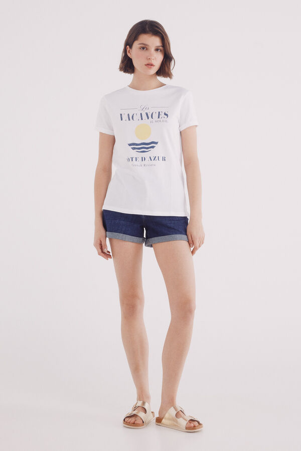 Springfield Camiseta "Vacances Côte d'Azur" branco