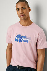 Pepe Jeans Camiseta de manga curta com logo e estampado frontal. rosa
