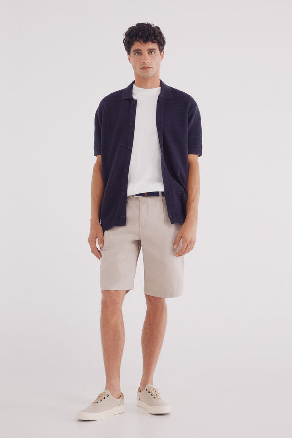 Springfield short sleeve neck polo shirt neck cardigan blue