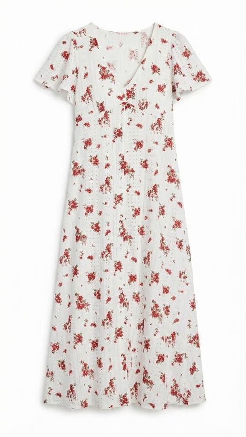 Springfield Vestido midi bordado su&iacute;&ccedil;o vermelho
