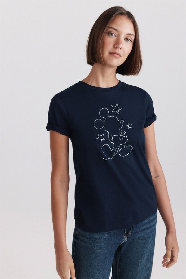 Springfield T-shirt de manga curta Mickey mouse azul