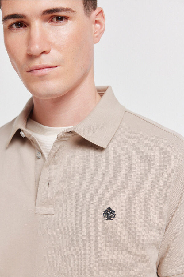 Springfield Polo piqu&eacute; punho em contraste slim fit cru
