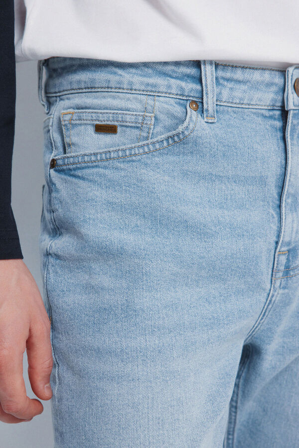 Springfield Calça jeans slim fit com lavagem clara azul