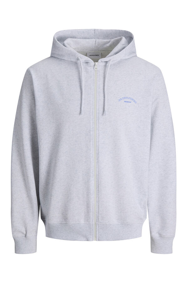 Jack & Jones Sweatshirt com fecho-&eacute;clair, estilo descontra&iacute;do cinzento