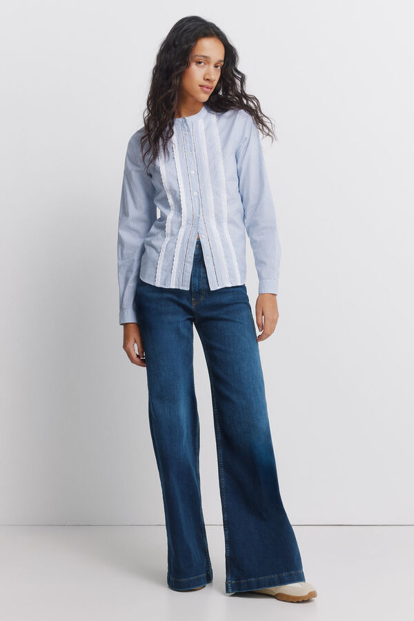 Springfield Camisa rom&acirc;ntica renda azul