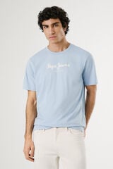 Pepe Jeans Camiseta de manga curta com logo frontal. azul