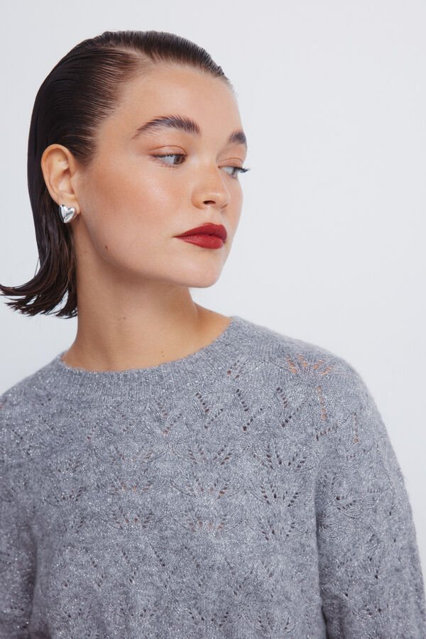 Springfield Camisola lurex pointelle cinzento