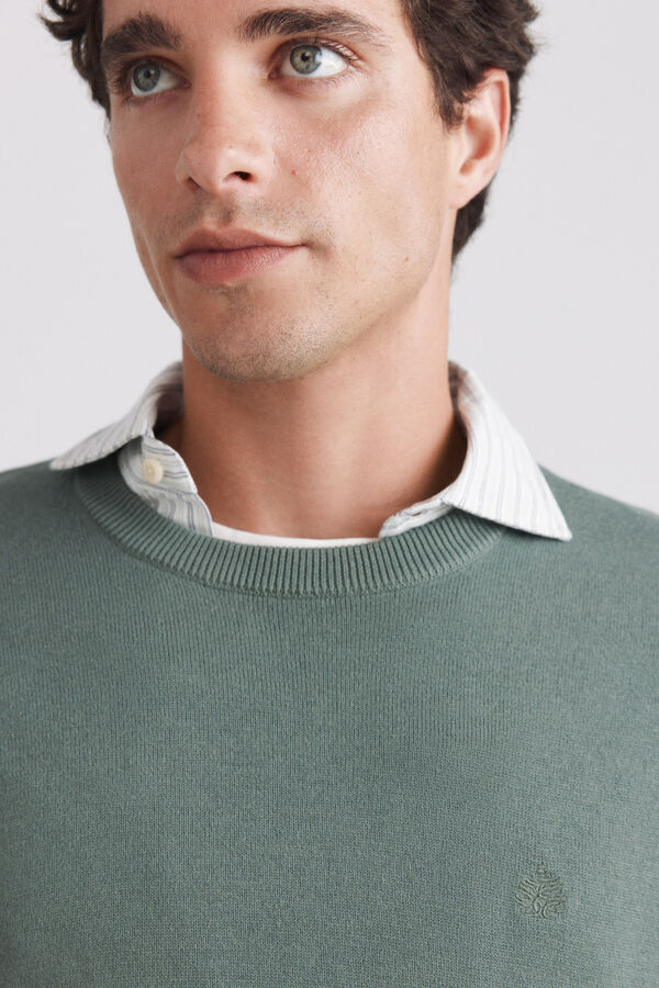 Springfield Camisola b&aacute;sica gola redonda verde