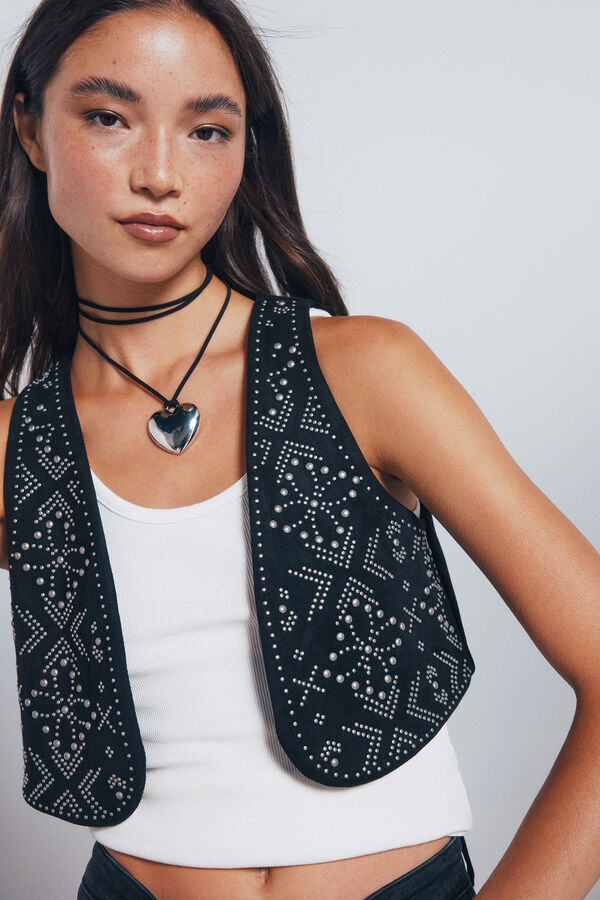 Springfield Colete com tachas metálicas preto