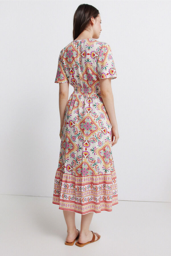 Springfield Vestido midi estampado branco