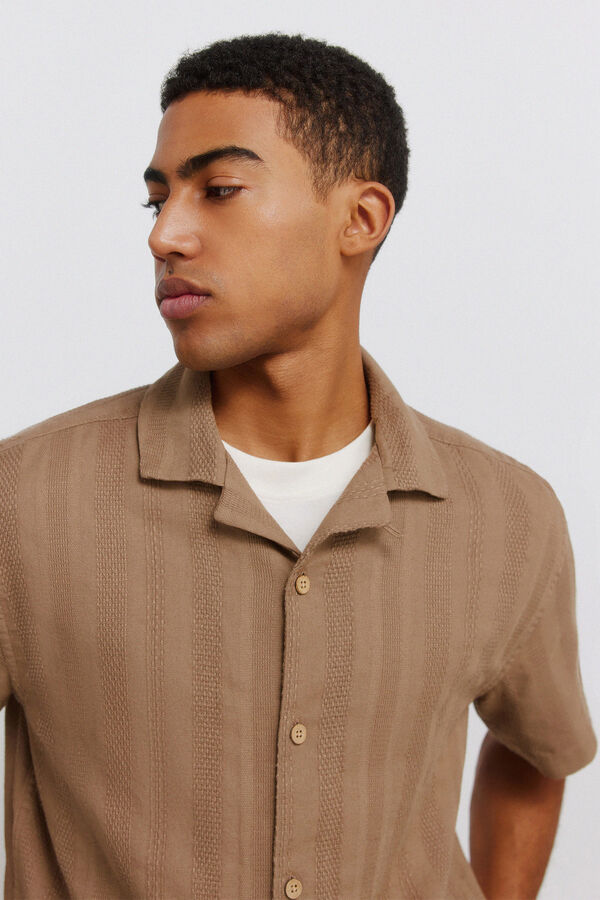 Springfield Camisa bowling manga curta jacquard cru