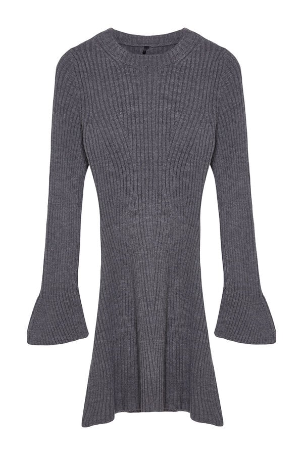 Trendyol Vestido mini de malha ajustado cinzento