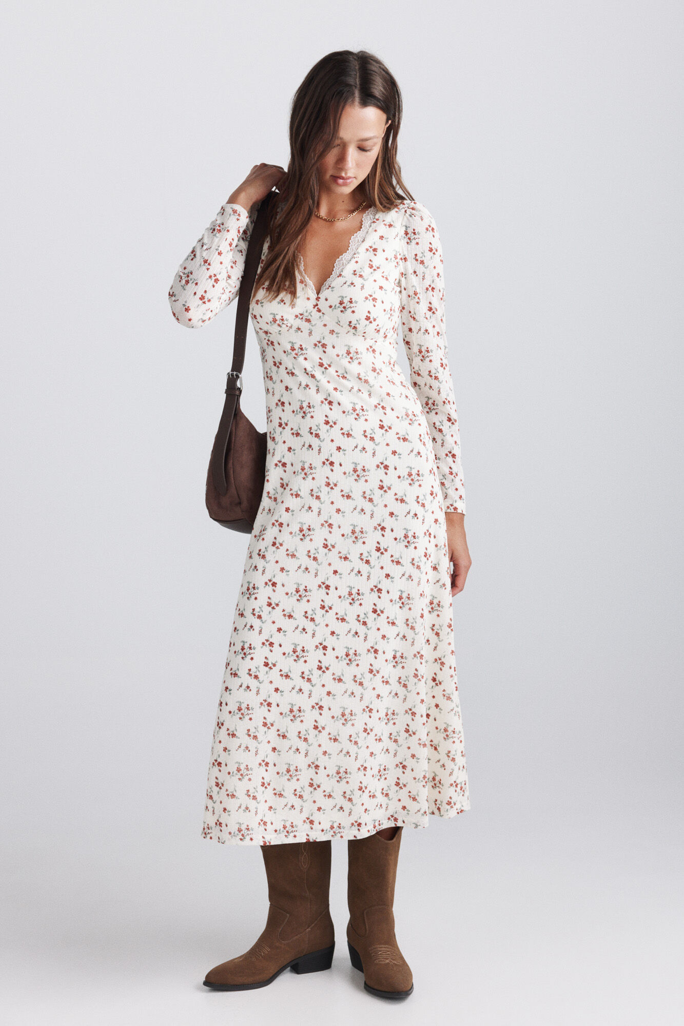 Springfield Vestido midi rom&acirc;ntico estampado