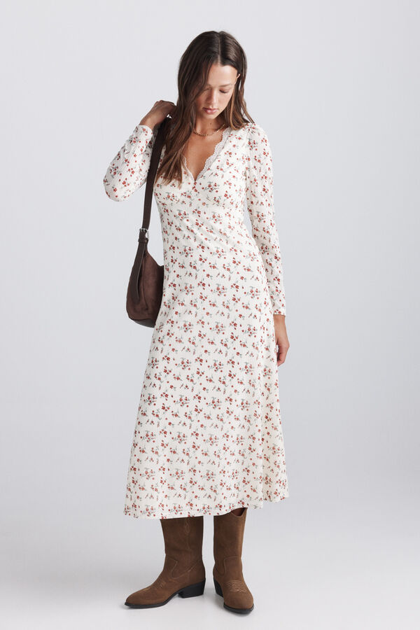 Springfield Vestido midi rom&acirc;ntico estampado azul