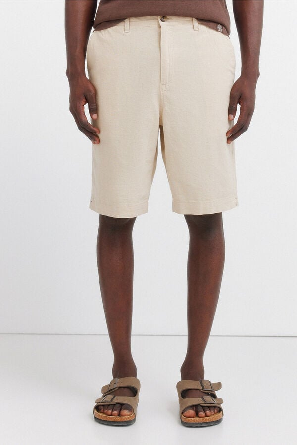 Springfield Bermuda lino relaxed fit beige