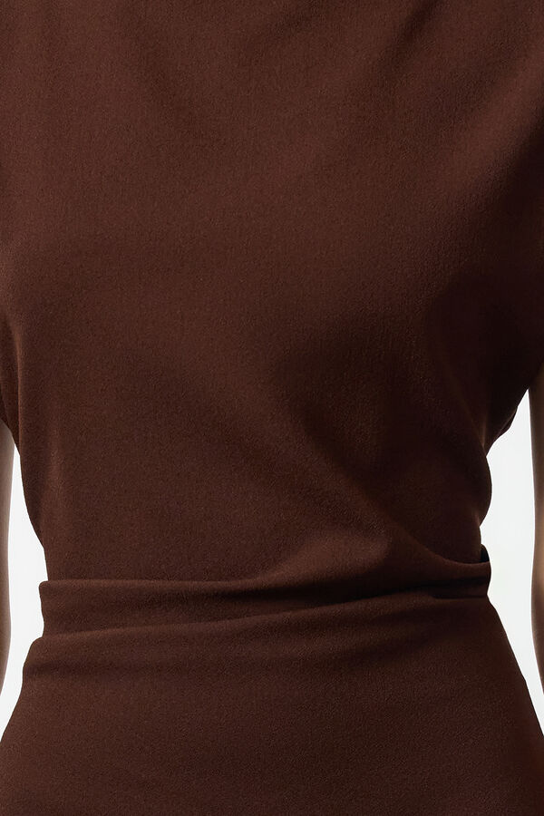 Trendyol Vestido midi com gola virada para baixo cru