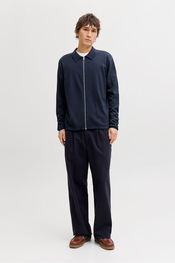 Jack & Jones Casaco de malha b&aacute;sico azul