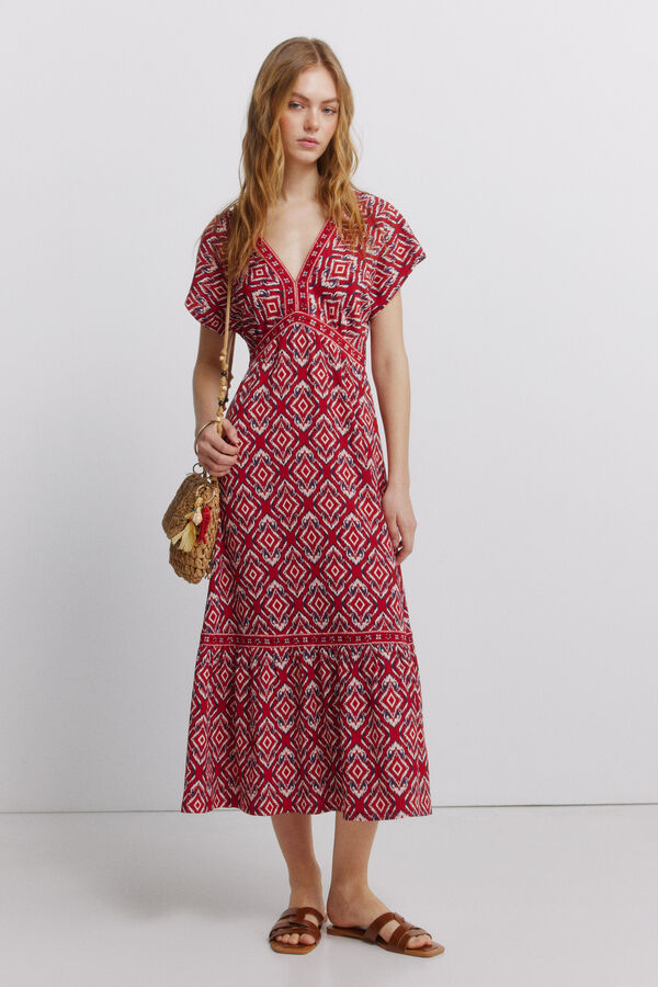 Springfield Vestido estampado cenefa naranja