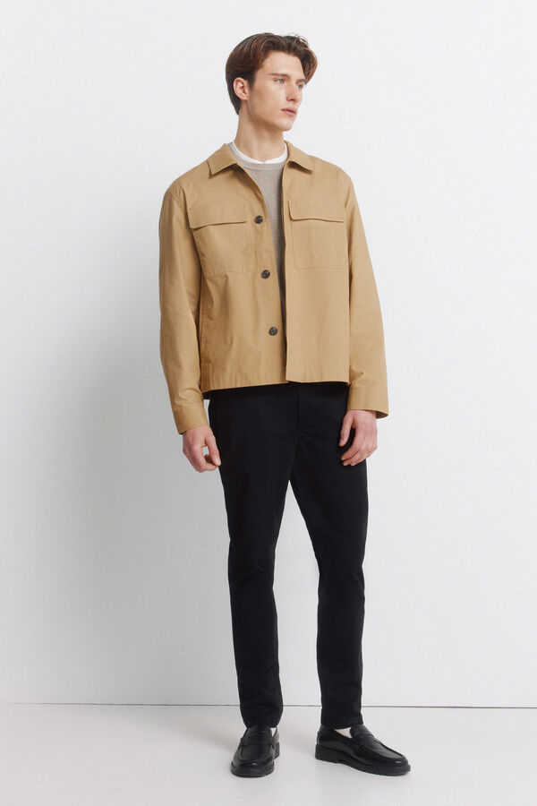 Springfield Sobrecamisa com fecho-&eacute;clair em algod&atilde;o camel