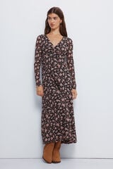 Springfield Vestido midi flores escote lazo negro