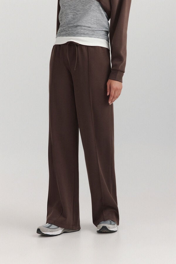 Springfield Cal&ccedil;a desportiva wide leg soft touch castanho