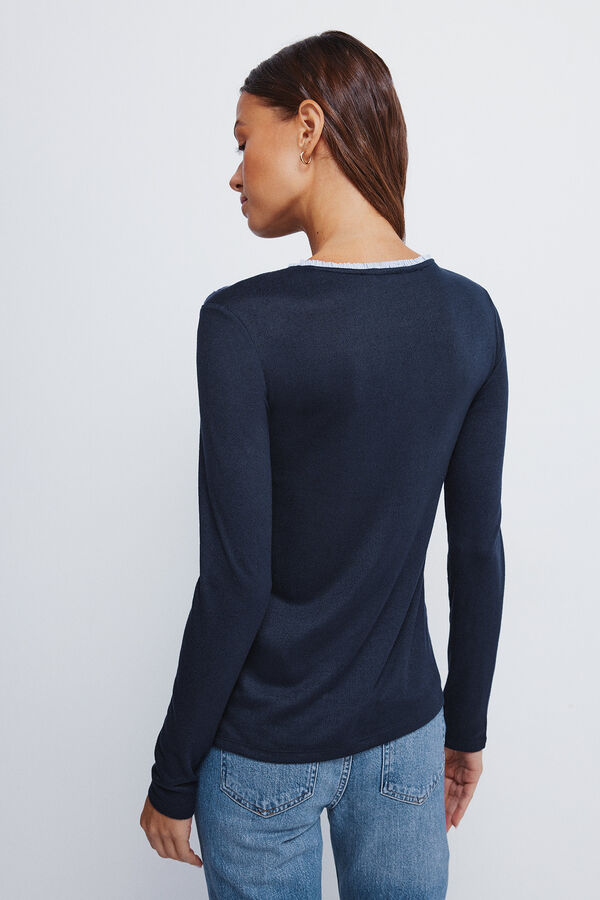 Springfield T-shirt com botões e gola alta  azul