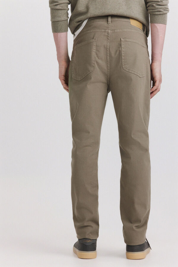 Springfield Cal&ccedil;a 5 bolsos slim lavagem desbotada Caqui escuro
