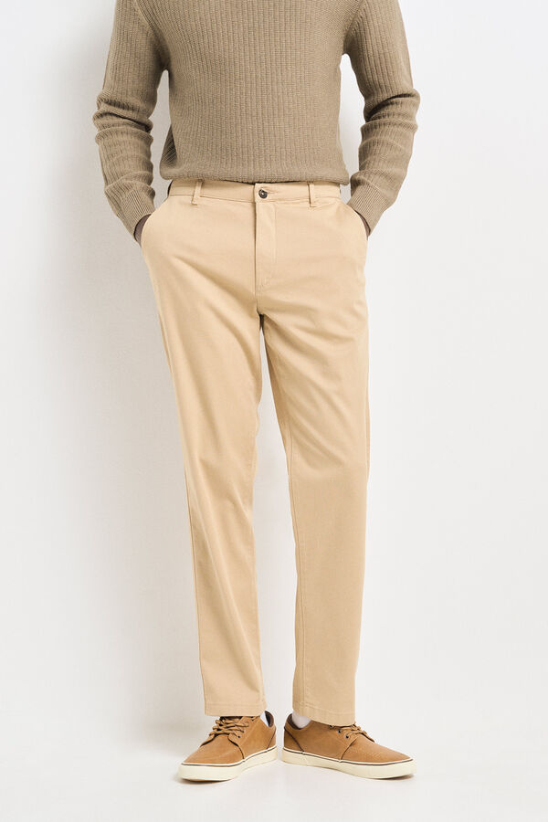 Springfield Calças chino cor corte comfort slim fit camel