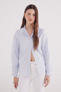 Springfield Blusa Oxford com gola franzida