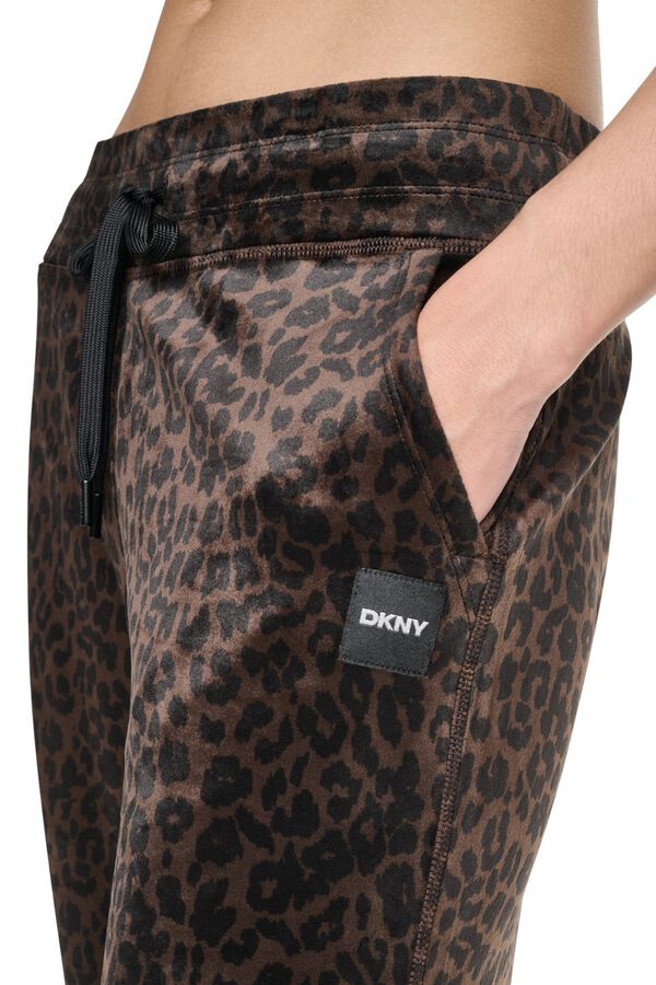 DKNY Cal&ccedil;a comprida cintura ajust&aacute;vel logo castanho