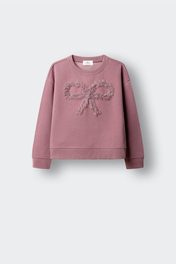 Springfield Kids Sweatshirt la&ccedil;o tule menina rosa